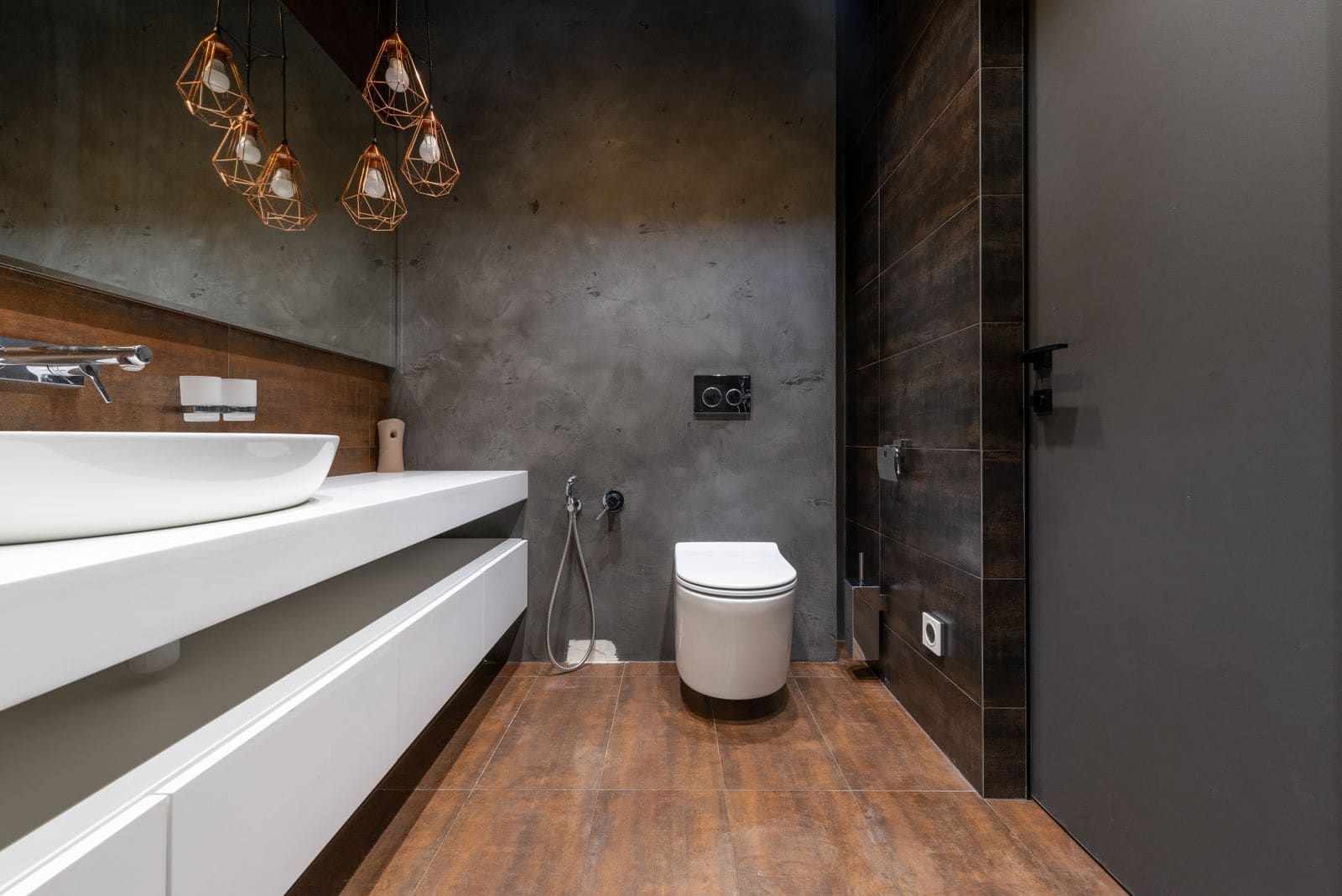 Modern bathroom interior in neutral tones