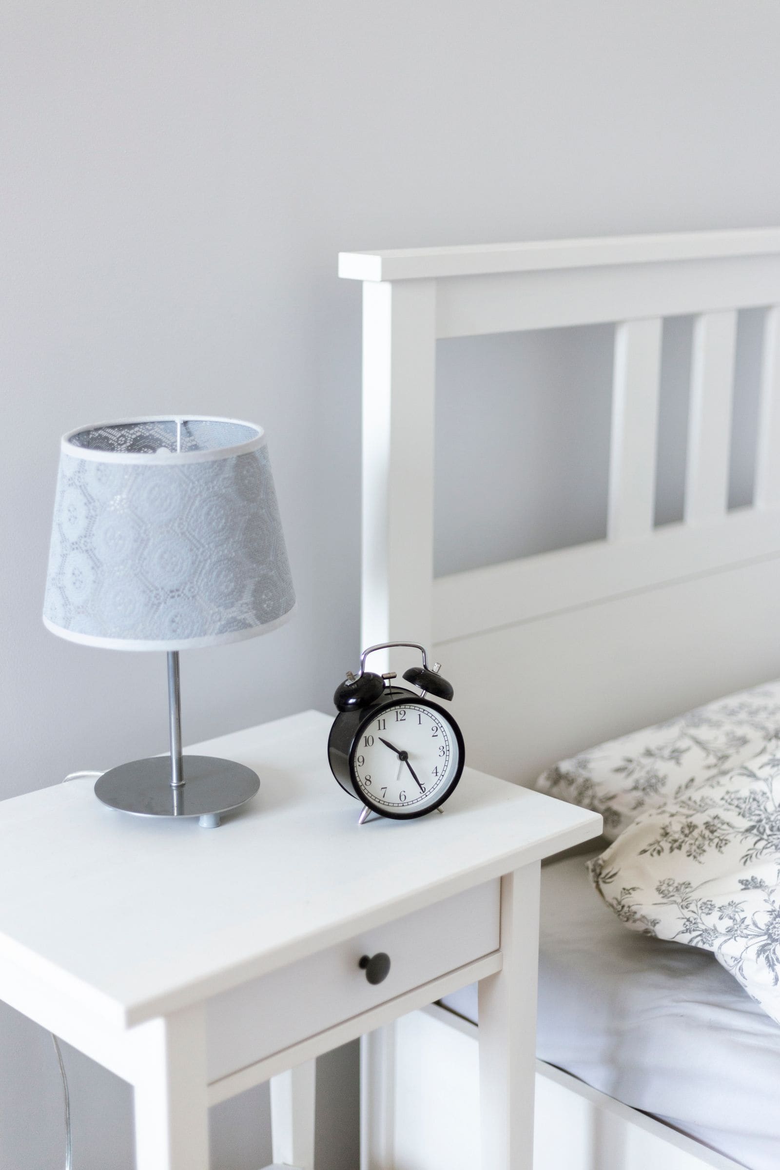 Bedroom decorated in Scandinavian style