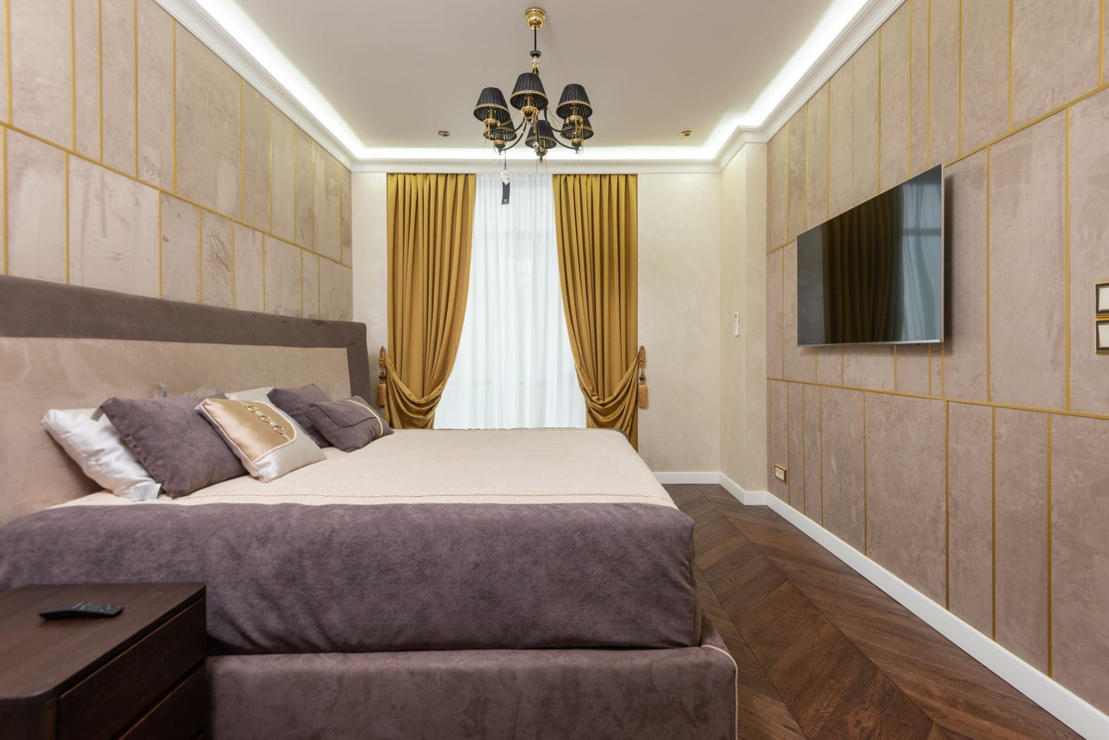 Modern bedroom design with soft lighting