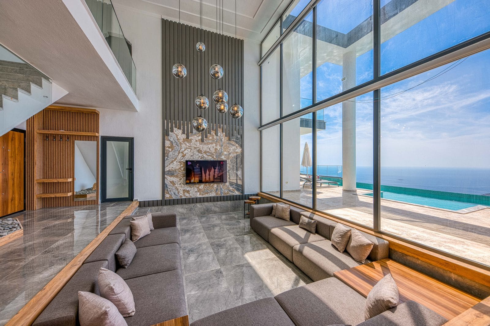 Luxury seaside villa with a modern interior