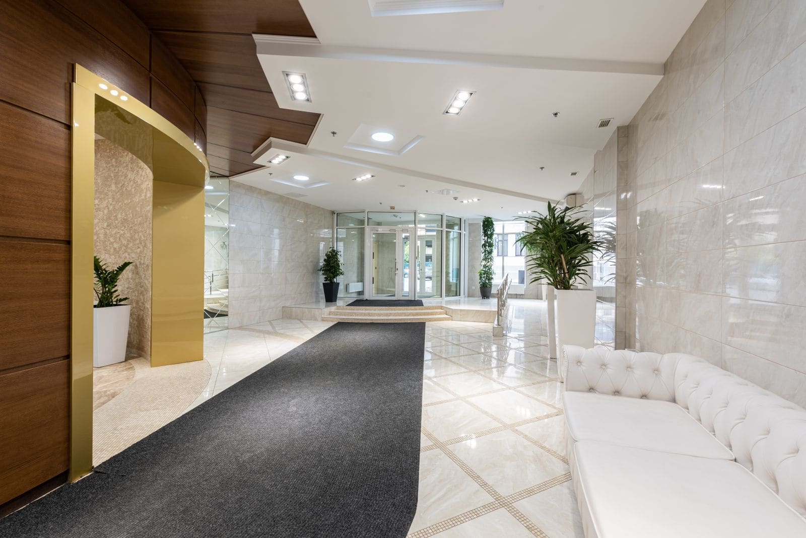 Modern spacious lobby of a luxury hotel