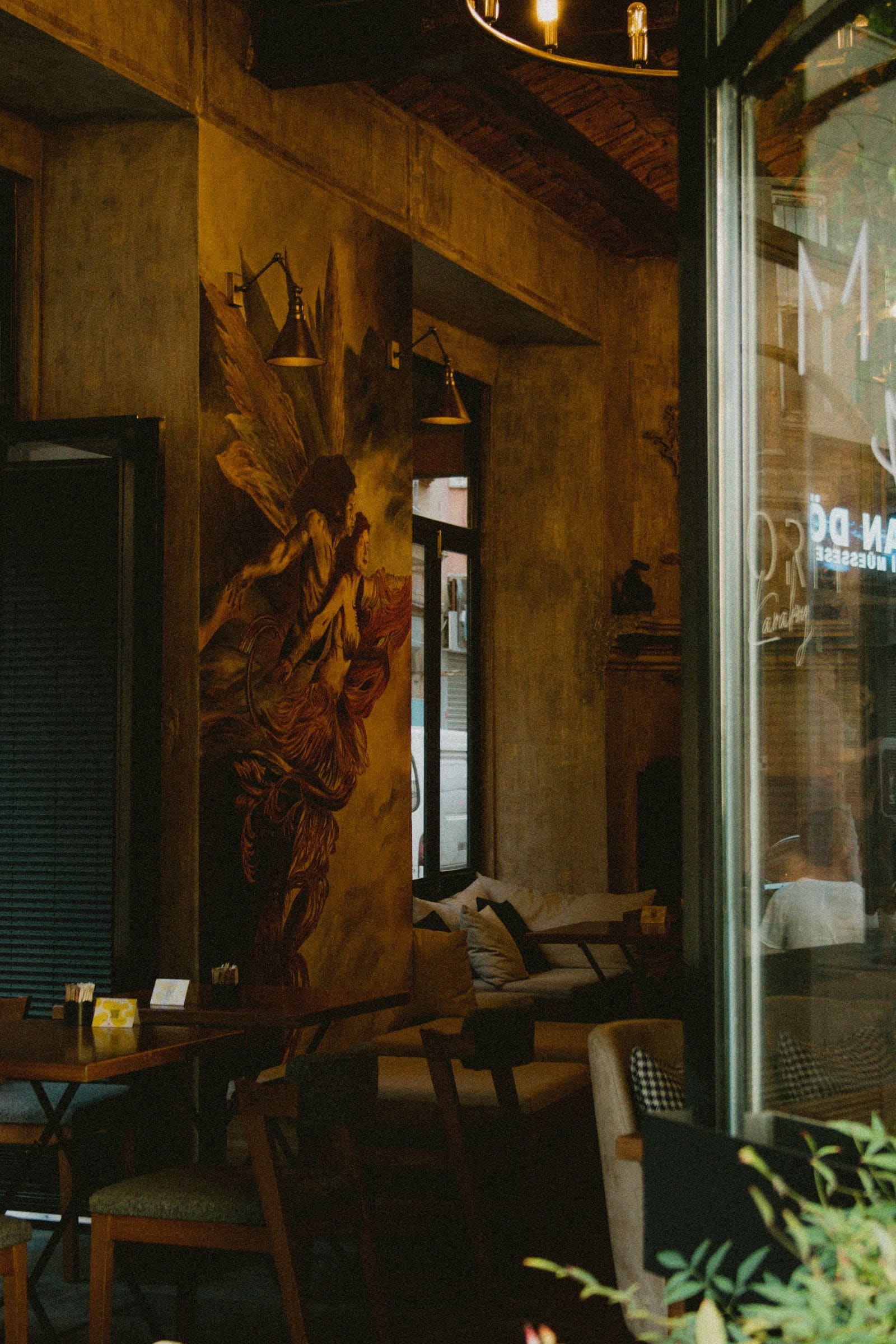 Minimal interior design of a restaurant