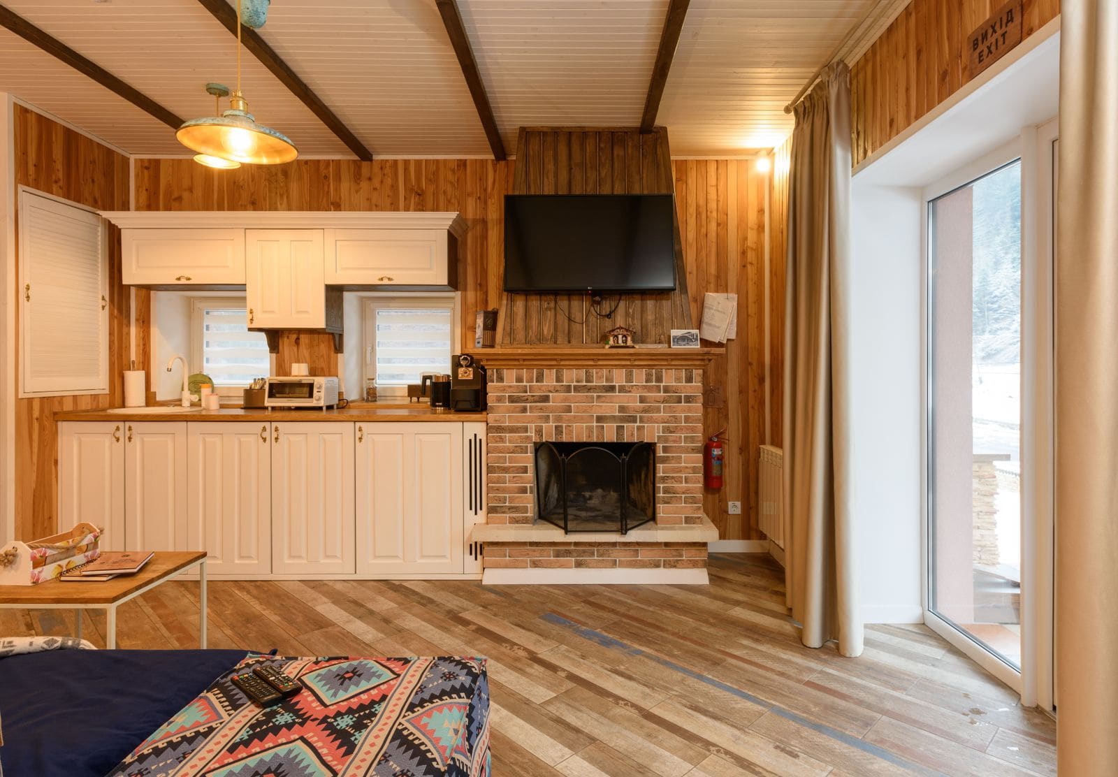 Interior design of a wooden house