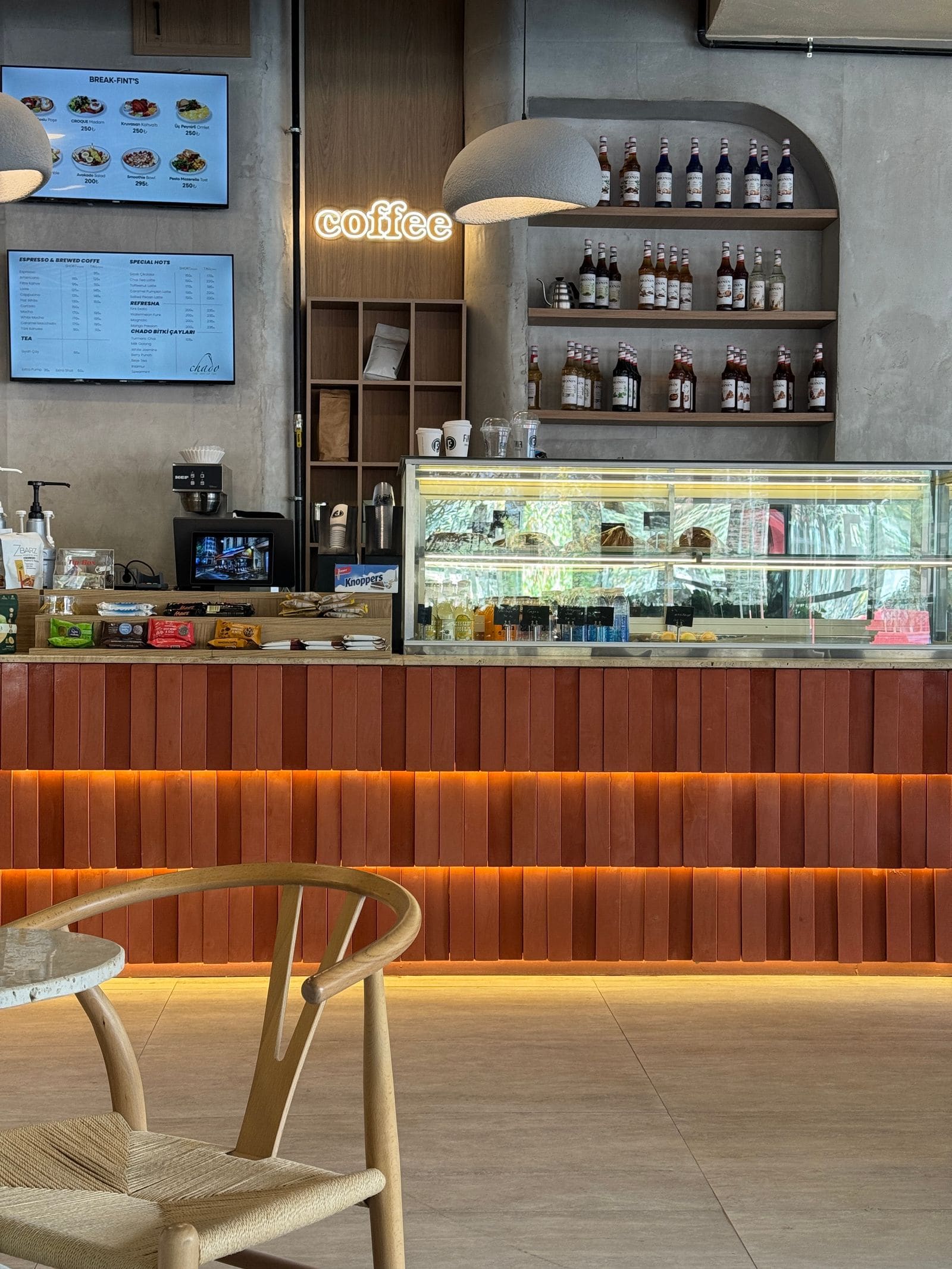 Cozy coffee shop with a modern interior
