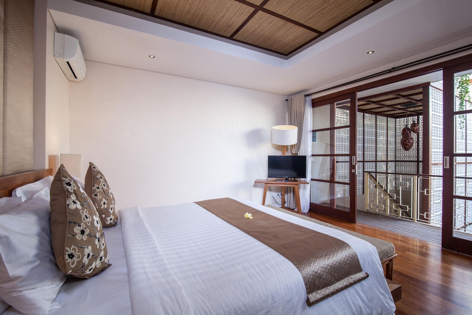 Beautiful bedroom inside a seaside villa