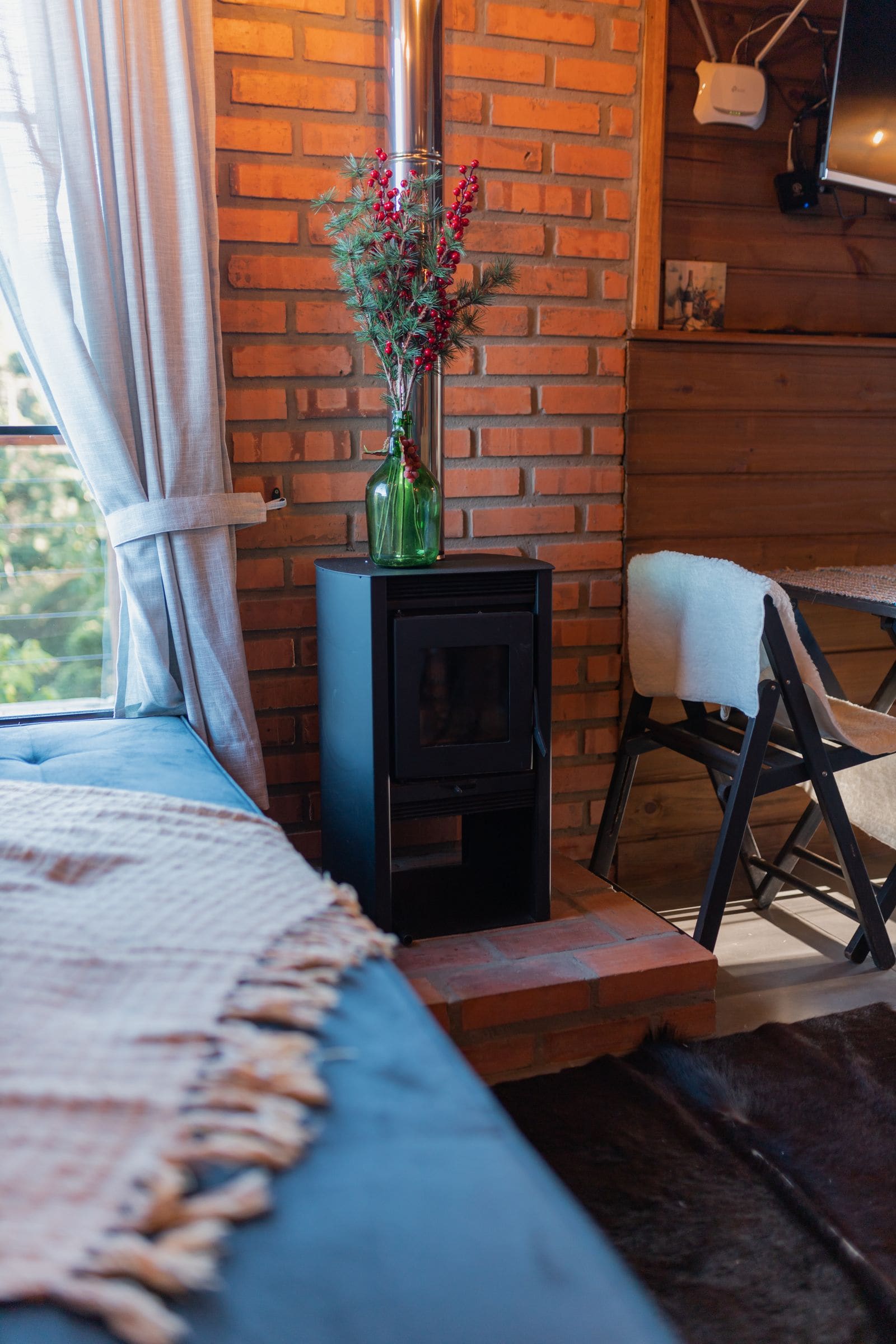 Rustic interior with brick and timber decor