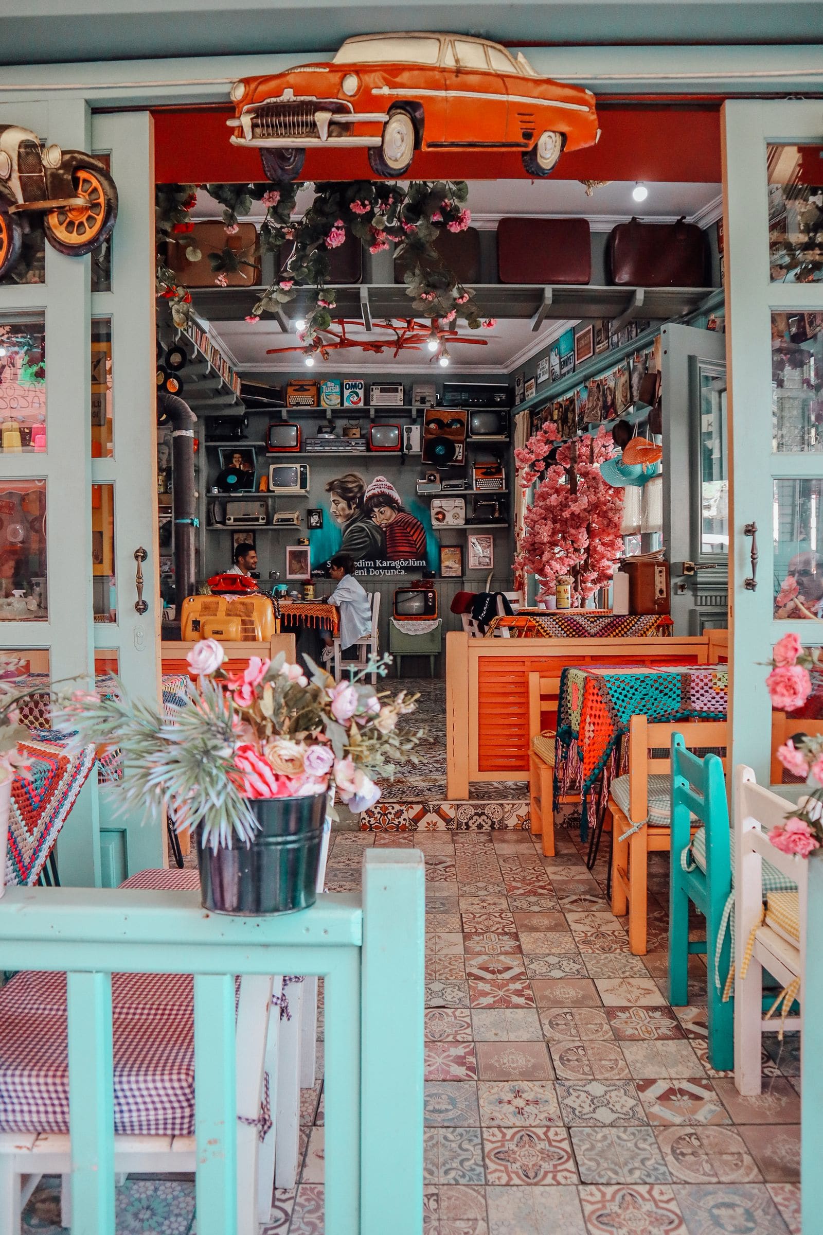 Coffee shop with a vintage interior design