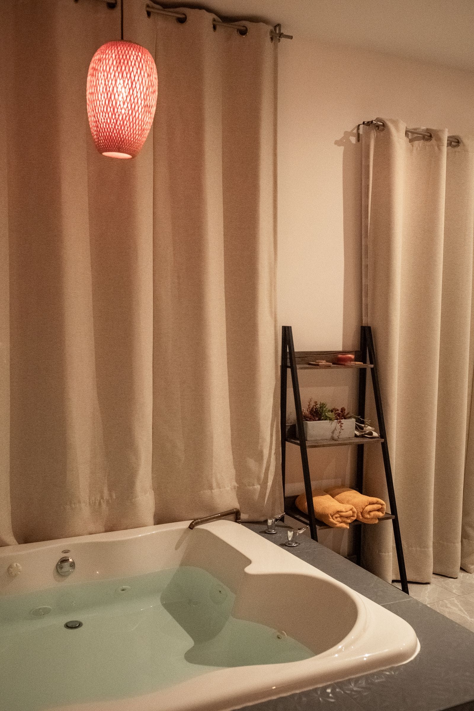 Modern bathroom with a large bathtub