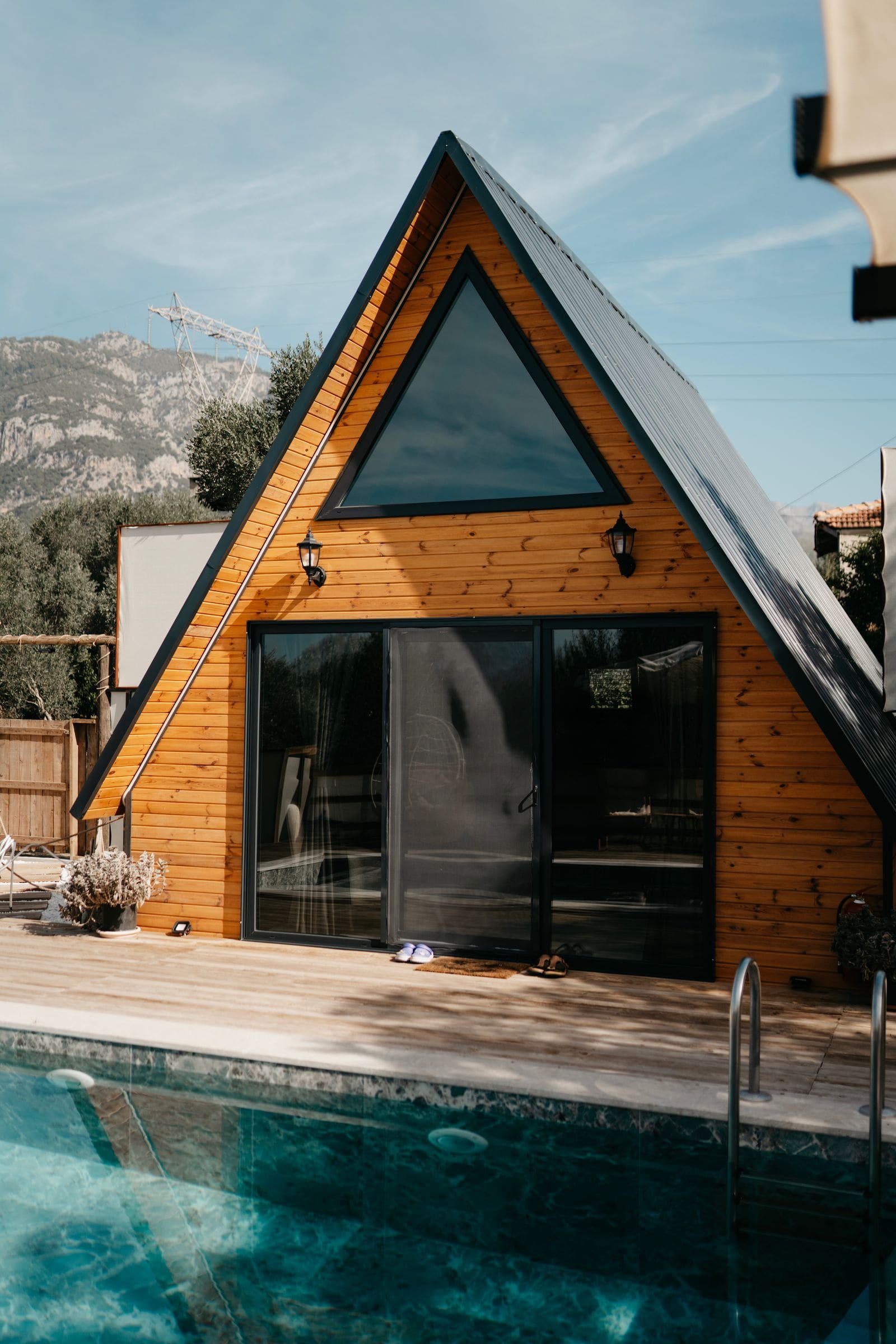 A house with a swimming pool in the garden