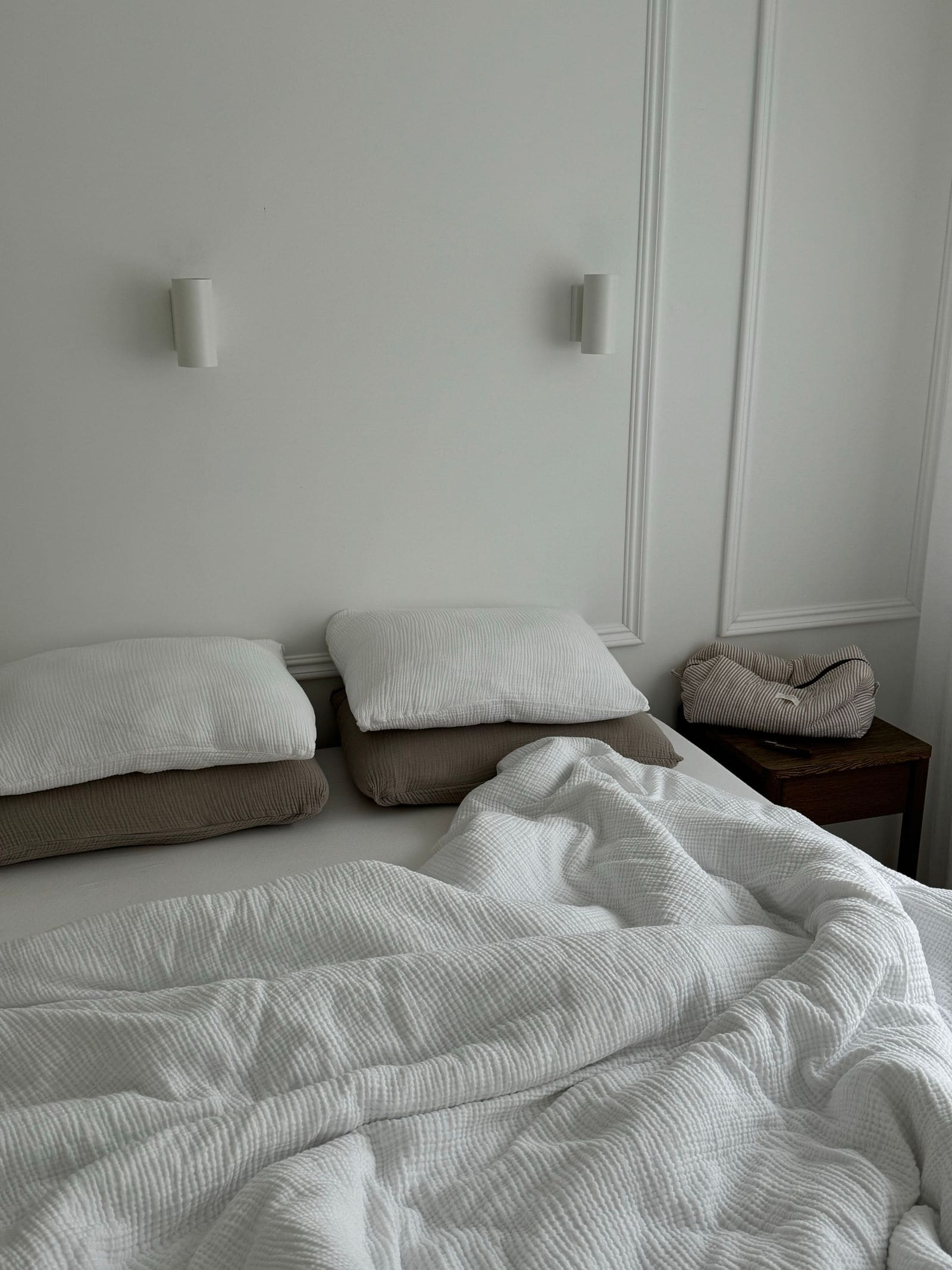 Minimalist white bedroom interior